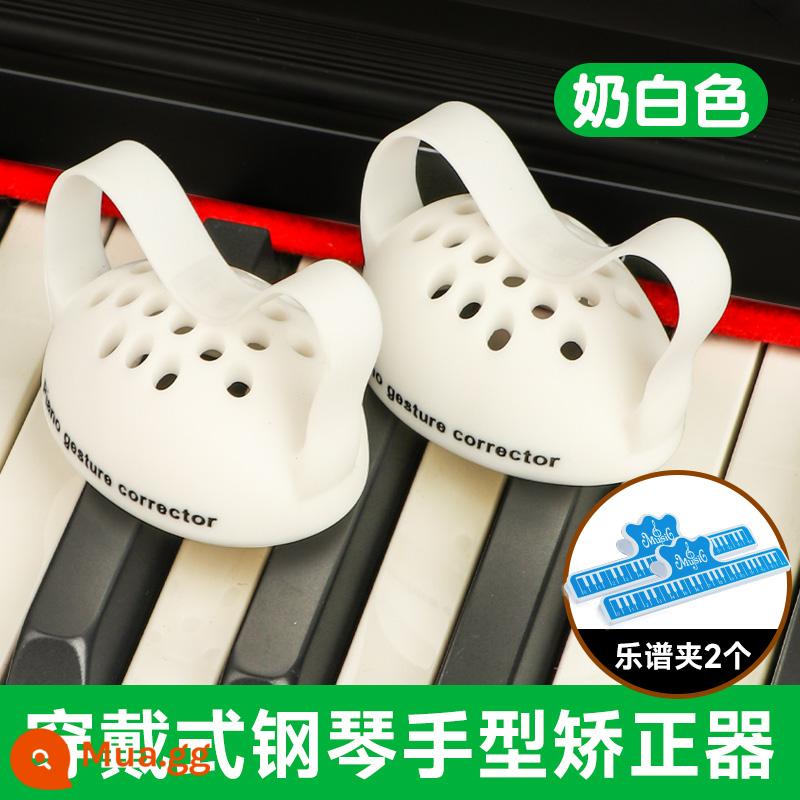 Đàn Piano Tay Sửa Tay Luyện Ngón Tay Bóng Trẻ Em Chống Sụp Đổ Cổ Tay Thực Hành Hiện Vật Phụ Trợ Cầm Bóng Gấp Ngón Tay - Kẹp nhạc màu trắng sữa + bản nhạc (2 cái)