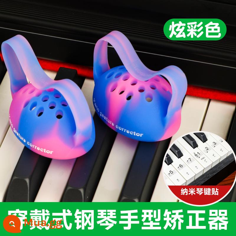 Đàn Piano Tay Sửa Tay Luyện Ngón Tay Bóng Trẻ Em Chống Sụp Đổ Cổ Tay Thực Hành Hiện Vật Phụ Trợ Cầm Bóng Gấp Ngón Tay - Màu sắc rực rỡ + miếng dán bàn phím