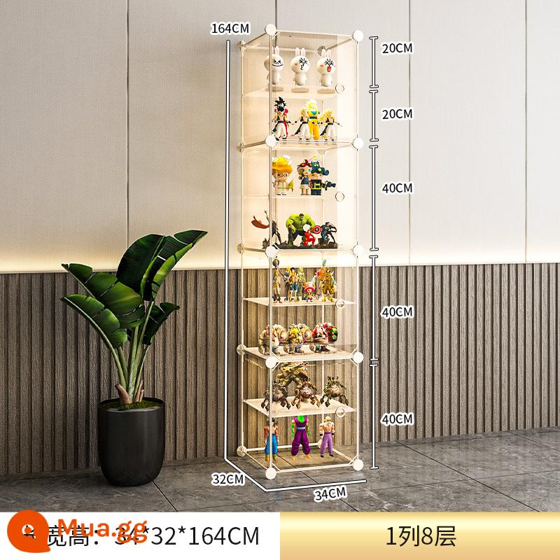 Tủ trưng bày mô hình Lego trang trí nhà cửa lưu trữ kính giả acrylic hộp đồ chơi khối xây dựng mô hình trong suốt tủ - 1 dãy 8 tầng [panel cửa cực thoáng], diện tích nhỏ, công suất lớn