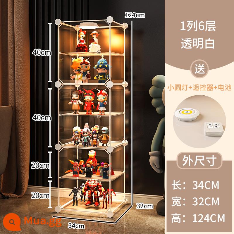 Tủ trưng bày mô hình Lego trang trí nhà cửa lưu trữ kính giả acrylic hộp đồ chơi khối xây dựng mô hình trong suốt tủ - 1 hàng 6 lớp [tổng thể có độ trong suốt cao] ❤ Tặng kèm bộ đèn điều khiển từ xa (bao gồm pin)