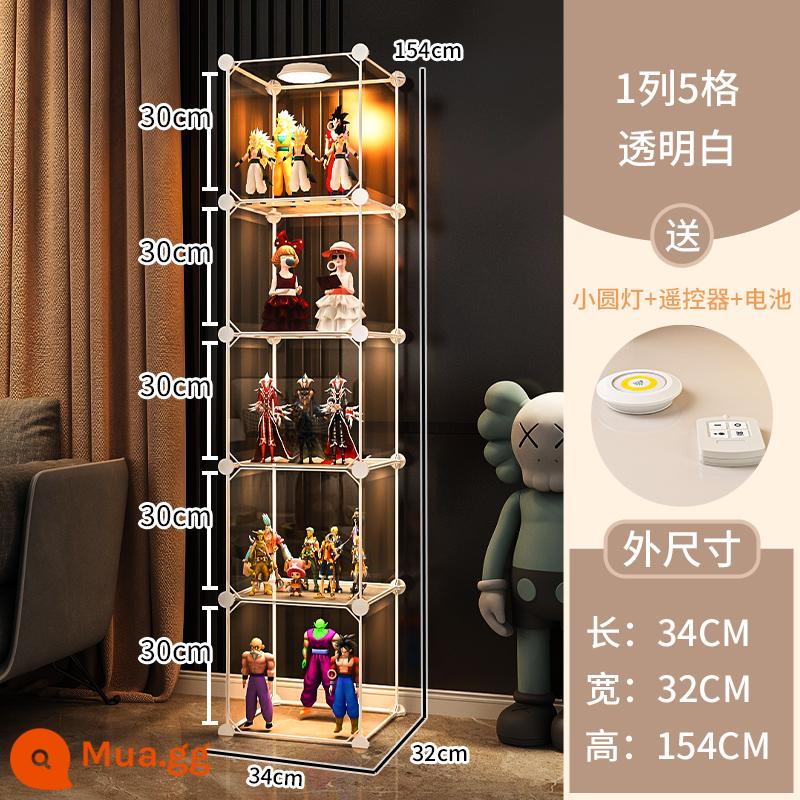 Tủ trưng bày mô hình Lego trang trí nhà cửa lưu trữ kính giả acrylic hộp đồ chơi khối xây dựng mô hình trong suốt tủ - 5 lưới [tổng thể có độ trong suốt cao] ❤ Tặng kèm bộ đèn điều khiển từ xa (bao gồm pin)