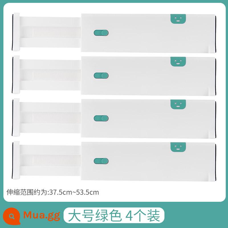Ngăn kéo lưu trữ bảng phân vùng bảng phân vùng nhựa hiện vật đồ lót tất hoàn thiện phân vùng kết hợp miễn phí vách ngăn kính thiên văn - Màu xanh lá cây cỡ lớn 4 miếng [có thể thu vào 37,5 ~ 53,5CM]