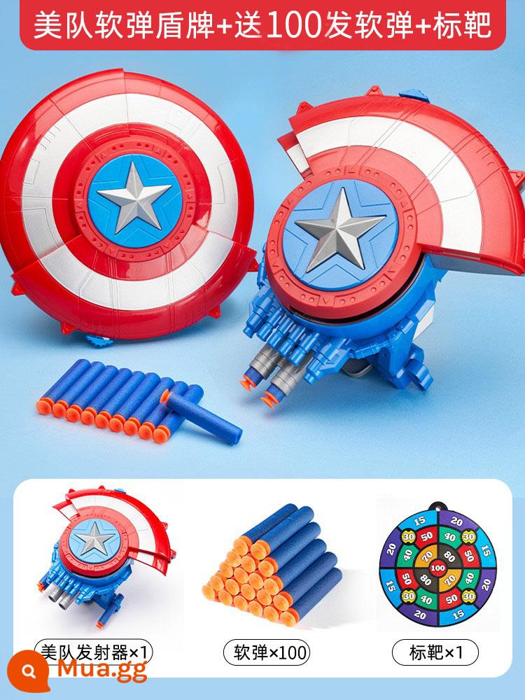 Khiên Captain America phóng đạn mềm nổ bắn súng cậu bé hơn 6 tuổi quà tặng đồ chơi trẻ em - Khiên đạn mềm của Captain America đi kèm 100 viên đạn mềm + mục tiêu