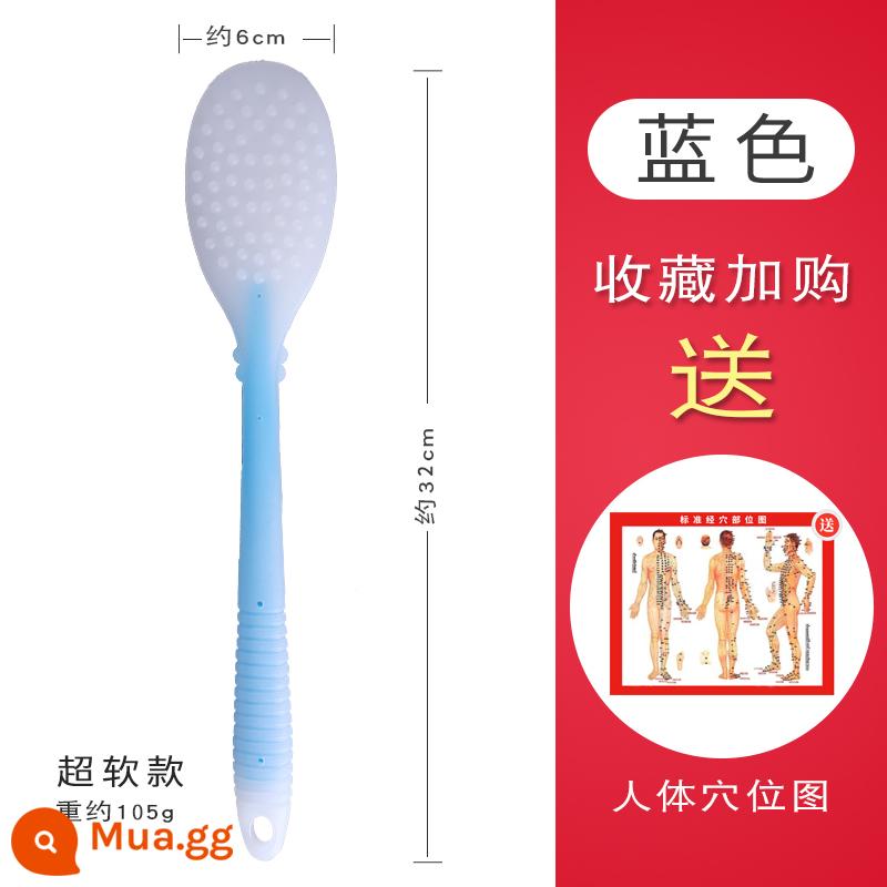 Ván silicone kinh tuyến, gậy massage, ván sha, búa, gậy tát lưng, sức khỏe lưng, ván cát, lòng bàn tay - Điểm tiếp xúc đôi 32cm màu xanh dịu đặc biệt