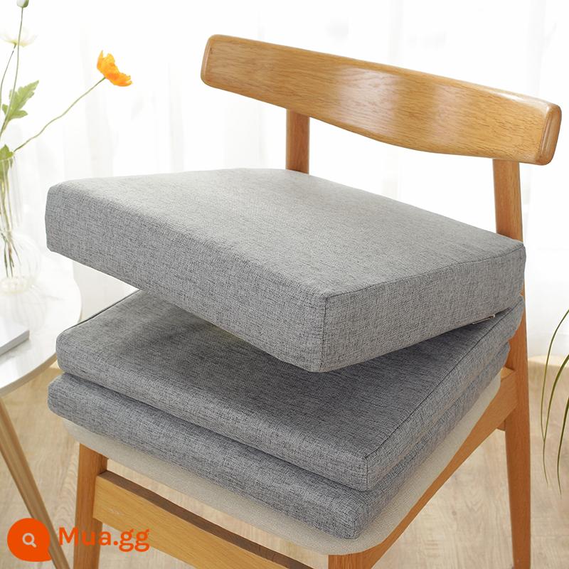 Đệm ghế tùy chỉnh cho văn phòng tại nhà Ghế sofa bằng gỗ gụ Ghế ăn dành cho sinh viên đặc biệt chống trượt đệm mông bằng gỗ nguyên khối nâng cao chiều cao ghế - vải lanh màu xám