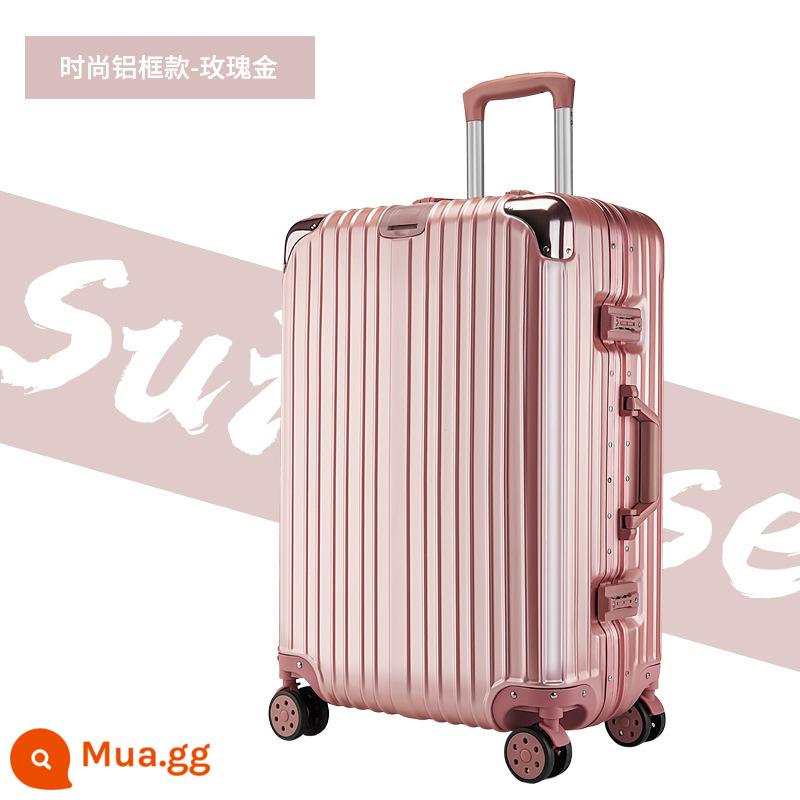 Shunfeng phổ bánh xe vali 20 inch nữ và nam học sinh khung nhôm trường hợp xe đẩy sức chứa lớn vali da vali vali - Mẫu khung nhôm 631 màu vàng hồng (đi kèm nắp hộp + decal)