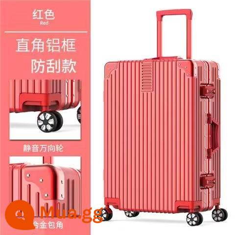 Shunfeng phổ bánh xe vali 20 inch nữ và nam học sinh khung nhôm trường hợp xe đẩy sức chứa lớn vali da vali vali - Khung nhôm-góc phải màu đỏ lễ hội (Bìa hộp gửi + nhãn dán)