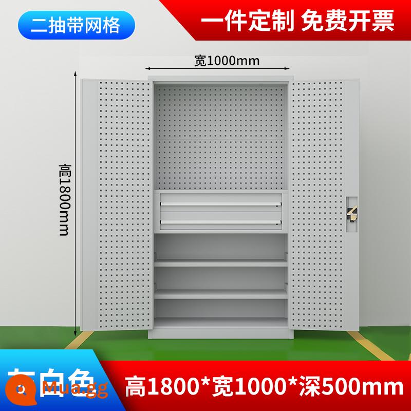 Bảo trì xưởng tủ công cụ phần cứng hạng nặng với ngăn kéo đai sắt hai cửa sửa chữa ô tô tủ khóa đa chức năng - Bảng treo dạng lưới kéo 2 chiều (màu trắng xám) dày