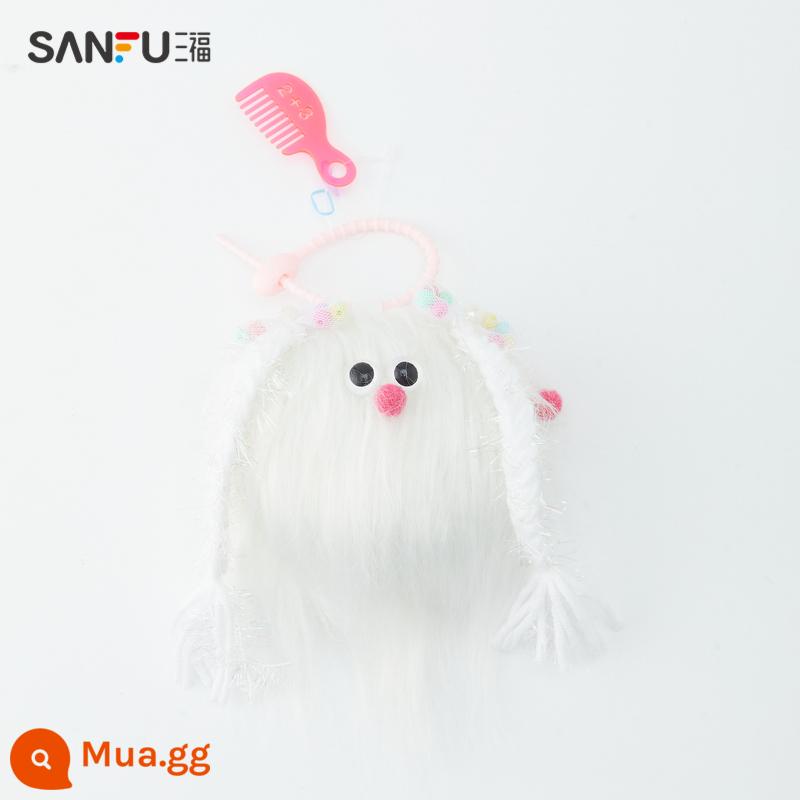 Sanfu Sang Trọng Bện Xúc Xích Miệng Xấu Xí Hoạt Hình Móc Khóa Túi Sang Trọng Xấu Xí Búp Bê Mặt Dây Chuyền 467128 - bím tóc trắng