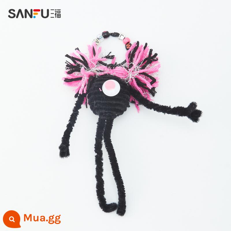 Sanfu Sang Trọng Bện Xúc Xích Miệng Xấu Xí Hoạt Hình Móc Khóa Túi Sang Trọng Xấu Xí Búp Bê Mặt Dây Chuyền 467128 - Màu đen xoắn