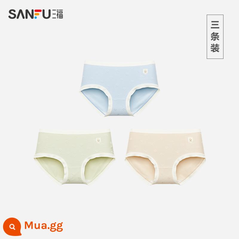 [Kháng khuẩn 5A] Quần lót lưng giữa Sanfu dành cho nữ đáy quần cotton nguyên chất liền mạch 2023 quần an toàn tam giác dành cho nữ mùa thu mới - Tổ hợp 2: Màu da + xanh dương + xanh lá cây