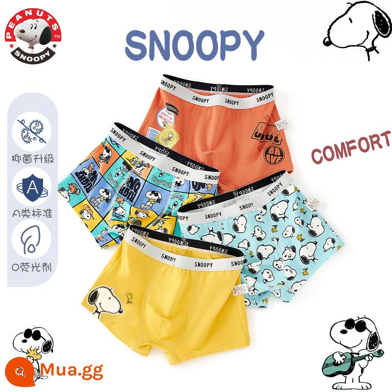 Snoopy quần lót trẻ em bé trai cotton bé trai bé trai cotton mùa hè quần đùi boxer quần boxer đầu - S1002+S1003 (Bộ 4 bông kháng khuẩn nguyên chất Snoopy)