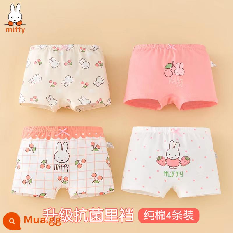 Quần lót trẻ em bé gái cotton boxer bé gái tam giác vuông quần đùi cotton bé gái bé gái quần lót 100% - Miffy 781 kiểu boxer (cotton nguyên chất kháng khuẩn 4 miếng)