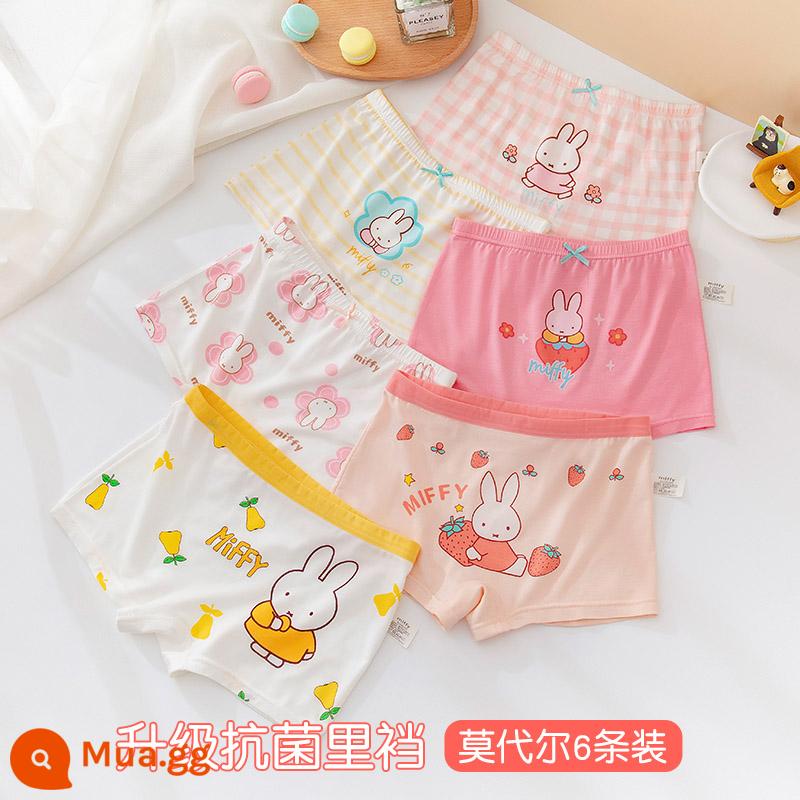 Quần lót trẻ em bé gái cotton boxer bé gái tam giác vuông quần đùi cotton bé gái bé gái quần lót 100% - Miffy 511+536 (6 gói kháng khuẩn modal)