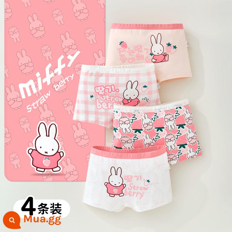 Quần lót bé gái cotton nguyên chất Quần lót boxer trẻ em cho bé gái Quần short bé gái kháng khuẩn 100% cotton không có PP - Miffy Kết Hợp 01 (Bộ 4 Cotton Kháng Khuẩn)