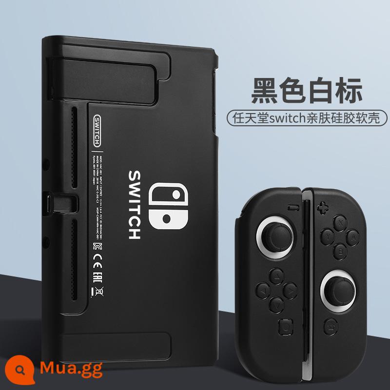 Vỏ bảo vệ Nintendo Switch Vỏ tay cầm switcholed vỏ silicon mềm cho máy trò chơi ns Vỏ silicon vỏ màn hình oled riêng biệt vỏ cứng hai mảnh trong suốt tích hợp máy bay chiến đấu phản lực 3 phụ kiện - Công tắc [vỏ mềm silicon thân thiện với da nhãn trắng đen] đi kèm với miếng dán + nắp