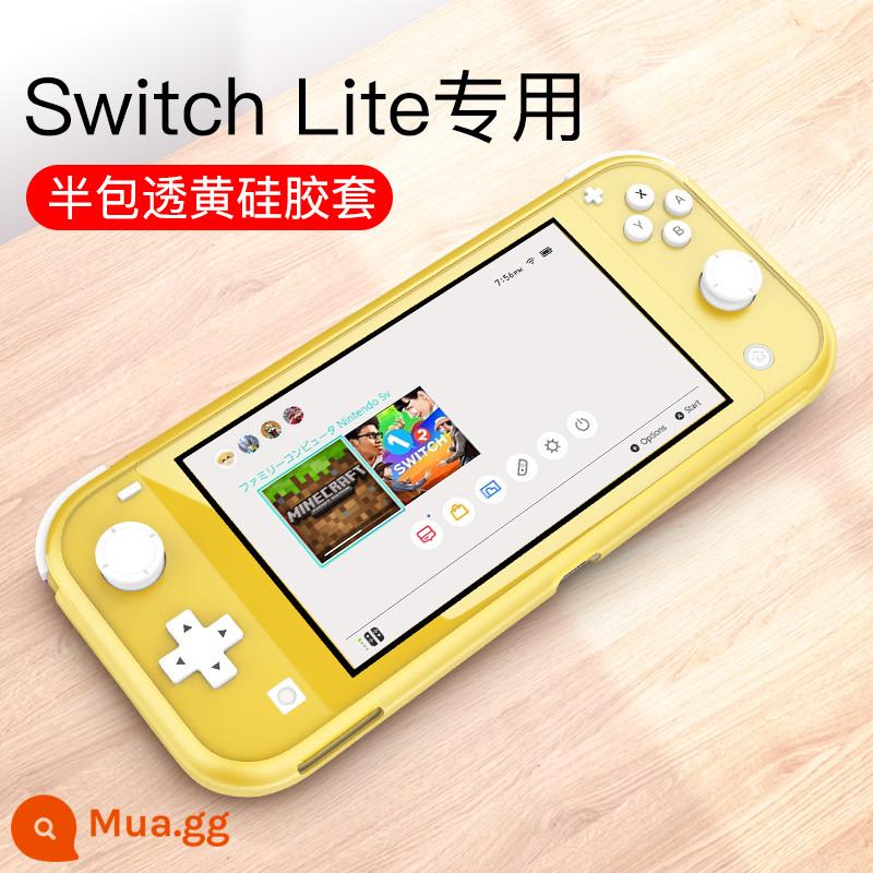 Bijibite Vỏ bảo vệ Nintendo Switch Lite Vỏ silicon Vỏ pha lê ns Vỏ trong suốt bao gồm tất cả phụ kiện bảng điều khiển trò chơi nsl Vỏ tay cầm Vỏ mềm Vỏ mềm tích hợp Vỏ cứng silicon Túi đựng hai mảnh - Switch Lite [vỏ mềm nửa silicon ★màu vàng trong suốt] đi kèm nắp đậy + màng cường lực