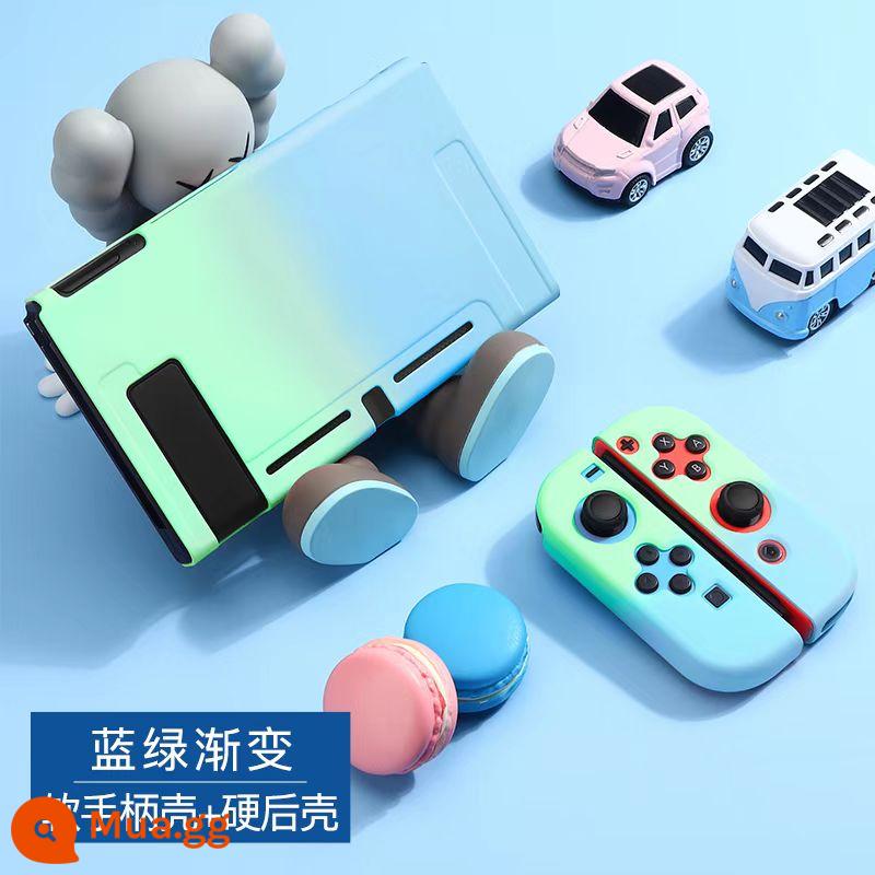 Vỏ bảo vệ Nintendo Switch Vỏ tay cầm switcholed vỏ silicon mềm cho máy trò chơi ns Vỏ silicon vỏ màn hình oled riêng biệt vỏ cứng hai mảnh trong suốt tích hợp máy bay chiến đấu phản lực 3 phụ kiện - chuyển đổi [vỏ tay cầm mềm 2 trong 1 + vỏ sau cứng ★ gradient màu xanh lam và xanh lục] màng + nắp miễn phí