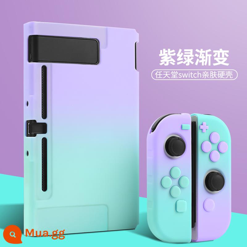 Vỏ bảo vệ Nintendo Switch Vỏ tay cầm switcholed vỏ silicon mềm cho máy trò chơi ns Vỏ silicon vỏ màn hình oled riêng biệt vỏ cứng hai mảnh trong suốt tích hợp máy bay chiến đấu phản lực 3 phụ kiện - Công tắc [vỏ cứng thân thiện với da màu xanh tím] đi kèm với miếng dán + nắp