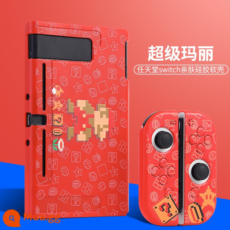 Vỏ bảo vệ Nintendo Switch Vỏ tay cầm switcholed vỏ silicon mềm cho máy trò chơi ns Vỏ silicon vỏ màn hình oled riêng biệt vỏ cứng hai mảnh trong suốt tích hợp máy bay chiến đấu phản lực 3 phụ kiện - Công tắc [Vỏ mềm silicon thân thiện với da Super Mario★có nút bảo vệ] đi kèm với màng + nắp