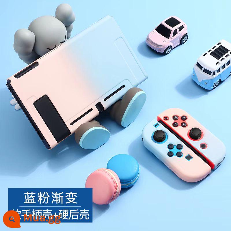 Vỏ bảo vệ Nintendo Switch Vỏ tay cầm switcholed vỏ silicon mềm cho máy trò chơi ns Vỏ silicon vỏ màn hình oled riêng biệt vỏ cứng hai mảnh trong suốt tích hợp máy bay chiến đấu phản lực 3 phụ kiện - chuyển đổi [vỏ tay cầm mềm 2 trong 1 + vỏ sau cứng ★ gradient màu xanh và hồng] màng + nắp miễn phí