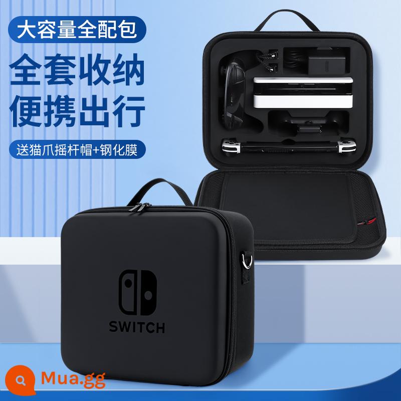 Túi lưu trữ Nintendo Switch trọn bộ vỏ cứng cỡ lớn túi bảo vệ bảng điều khiển trò chơi ns hộp di động hộp cứng switcholed host son and mother gói cứng oled vòng tập thể dục phụ kiện tay cầm nắp hoàn thiện vỏ hộp - Bộ chuyển mạch trọn bộ dung lượng lớn [nhãn đen đen] đi kèm nắp móng mèo + màng