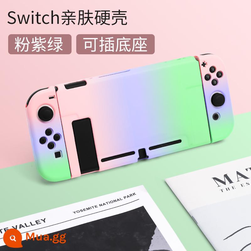 Vỏ bảo vệ Nintendo Switch Vỏ tay cầm switcholed vỏ silicon mềm cho máy trò chơi ns Vỏ silicon vỏ màn hình oled riêng biệt vỏ cứng hai mảnh trong suốt tích hợp máy bay chiến đấu phản lực 3 phụ kiện - Vỏ chuyển đổi thân thiện với da "Hồng-Tím-Xanh" √Miễn phí phim + nắp