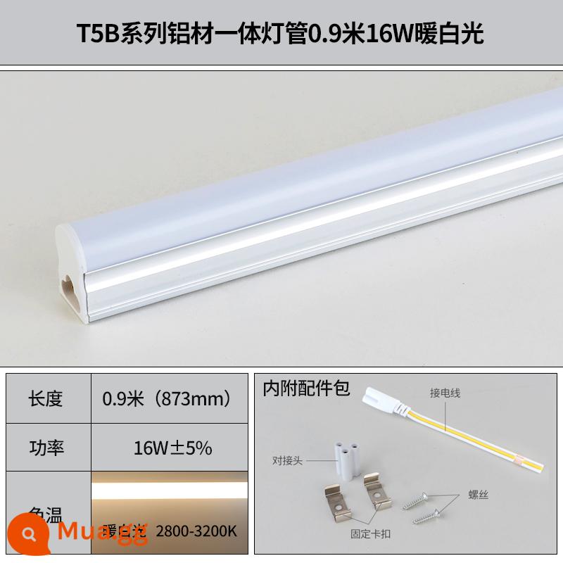 Tích hợp đèn tuýp LED T5 siêu sáng T8 dải đèn huỳnh quang thanh đèn hộ gia đình trọn bộ khung đèn tiết kiệm năng lượng 1 mét 2 - Nhôm T5 tích hợp đèn ấm 0,9m 16W, độ sáng xấp xỉ độ sáng của đèn huỳnh quang 45W