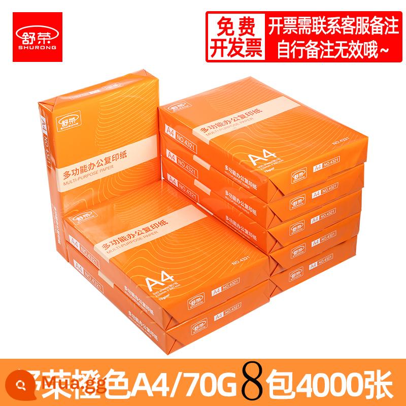 Giấy in A4 trắng full box sỉ 70g giá bình dân gói dày 80g phiên bản 1 hộp nhà máy sản xuất giấy photocopy trực tiếp miễn phí vận chuyển - [Bao bì màu cam] A4-70g 8 gói 4000 tờ miễn phí lập hóa đơn