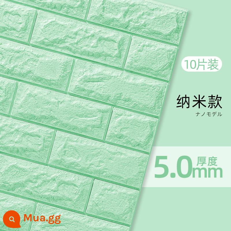 Giấy dán tường tự dính phòng ngủ ấm áp 3d dán tường ba chiều giấy dán tường nền tường xốp gạch trang trí miếng dán chống thấm nước và chống ẩm - Phân loại màu: 5.0mm [tiêu chuẩn nano xanh nhạt] 10 miếng, dày khoảng 5,4m2; kích thước/phương pháp xử lý: lớn