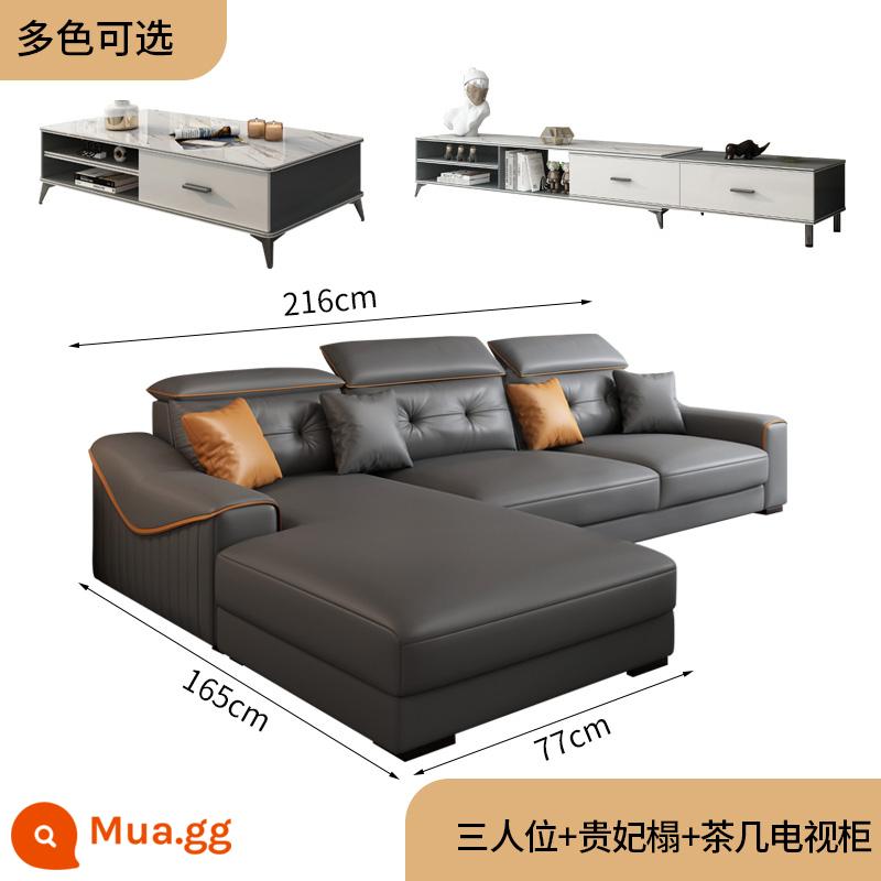 Công nghệ sofa vải Bắc Âu hiện đại tối giản phòng khách ánh sáng sang trọng căn hộ lớn nhỏ kết hợp ghế sofa cao su đơn giản - 2,16m ba chỗ + ghế hoàng phi + bàn cà phê và tủ tivi