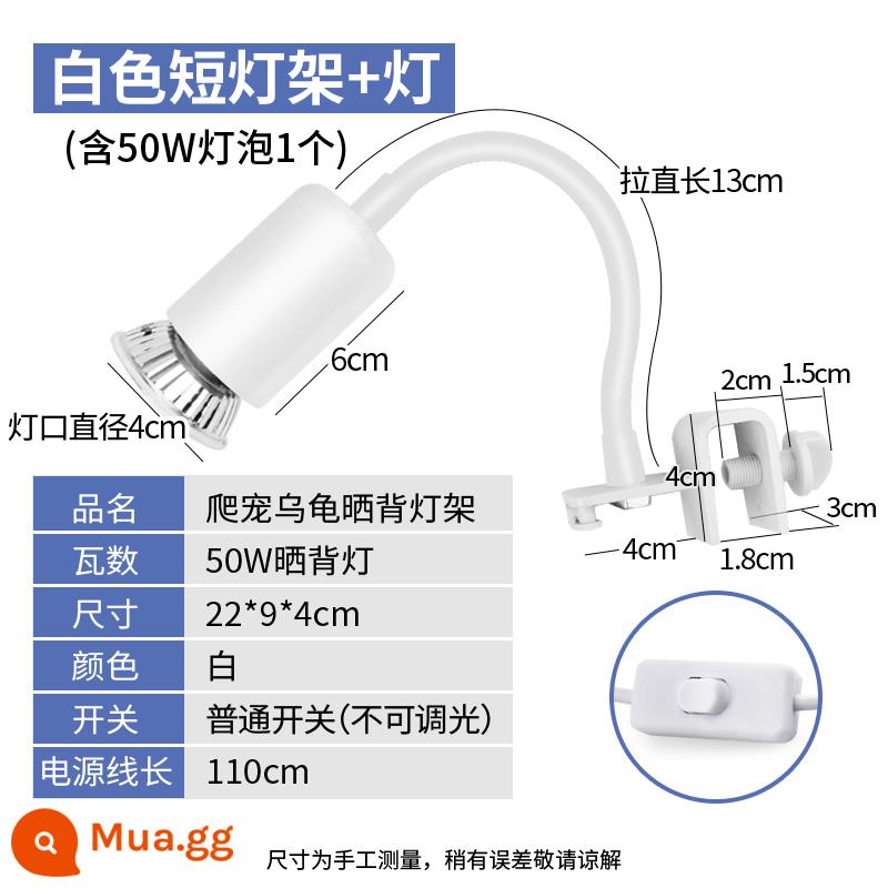 Rùa bò thú cưng đèn sưởi UVA sưởi ấm UVB cách nhiệt đèn năng lượng mặt trời rùa bóng đèn thú cưng rùa đèn sưởi ấm liên tục - Chân đèn ngắn màu trắng [công tắc thông thường] + 1 bóng đèn 50W