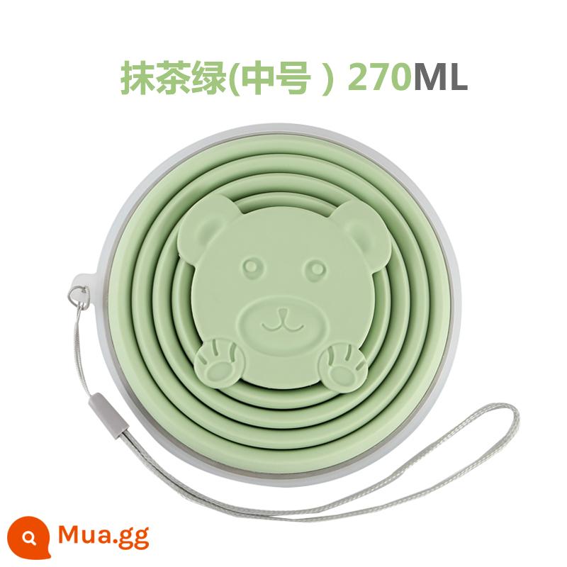 Lừa bắt nạt silicone gấp cốc du lịch cắm trại ngoài trời cấp thực phẩm silicone gấp cốc nước di động nước súc miệng chịu nhiệt độ cao - Matcha Xanh 270ML