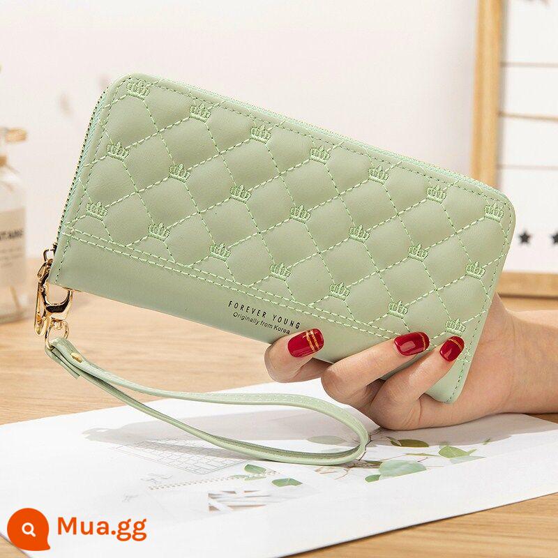 Ví nữ trái tim cô gái Nhật dễ thương 2022 không khí thời trang mới Túi Clutch nữ ví dài in đơn giản - màu xanh lá