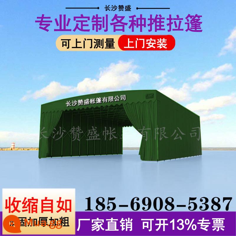 Trượt tán hoạt động lều ngoài trời di động lớn có thể thu vào mái hiên ăn nhẹ đêm nhà kho điện đổ gấp bãi đậu xe nhà kho - Rộng 5 mét, dài 17 mét, cao 5 mét, bao gồm cả vải ở tất cả các mặt