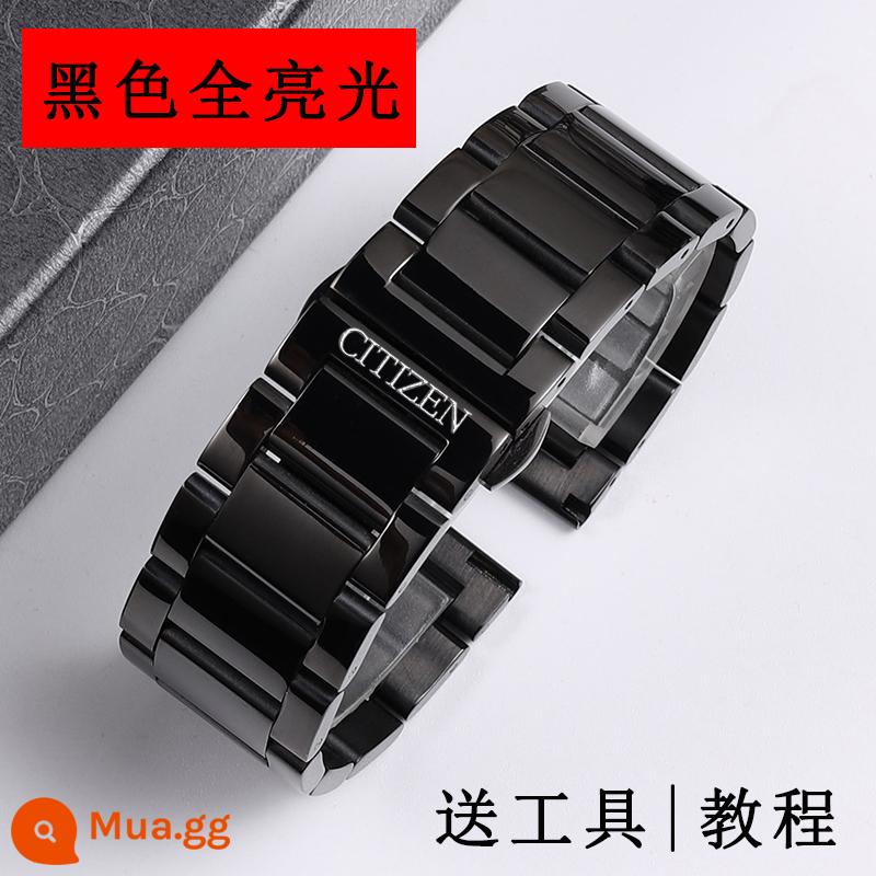 CITIZEN dây đeo động năng ánh sáng nam dây thép chính hãng CITIZEN Air Eagle 23BM8475/7405 Sao Cam 22 - Màu đen bóng đầy đủ