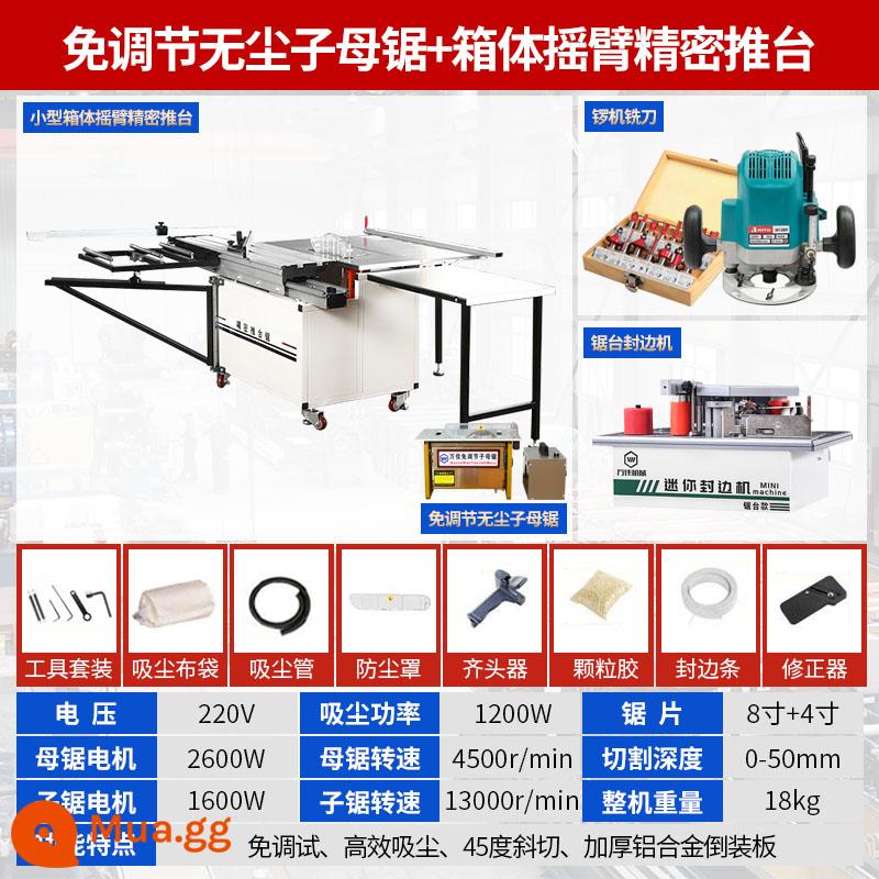 Wanjia hộp đính đá chính xác cưa bàn không bụi cưa phụ gỗ cưa bàn trượt đa chức năng Tất Cả bảng cắt lớn - Bàn trượt hộp nhỏ + cưa không cần điều chỉnh + máy dán cạnh + máy chiêng