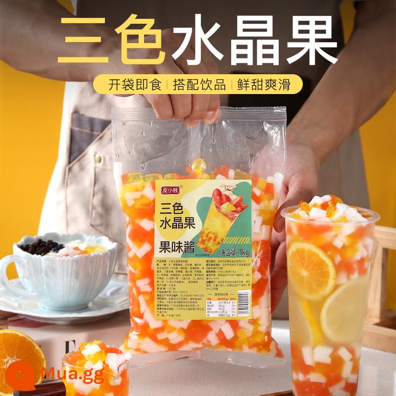 Sữa bột hai lớp Pi Xiaojian nguyên bản 100g món tráng miệng hộ gia đình nguyên liệu bột bánh pudding không nấu cửa hàng trà sữa dành riêng cho thương mại - Nguyên liệu: 1kg trái cây pha lê ba màu