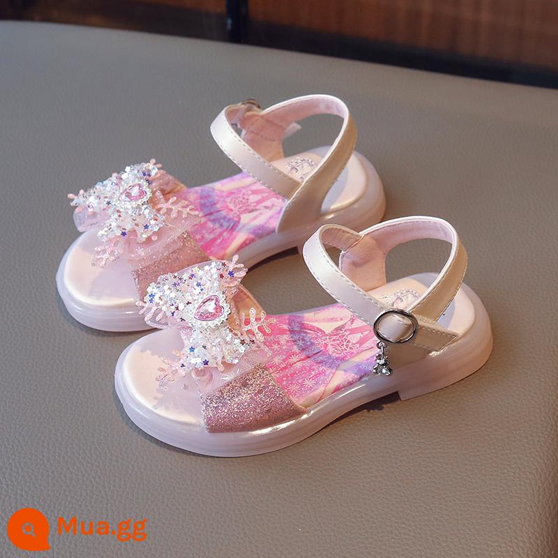 2023 Fried Street Giày Sandal Bé Gái Trung Và Lớn Thời Trang Bé Trai Phong Cách Phương Tây Bé Gái Aisha Giày Công Chúa Phong Cách Mùa Hè Trọng Lượng Nhẹ Jelly đáy - Hồng