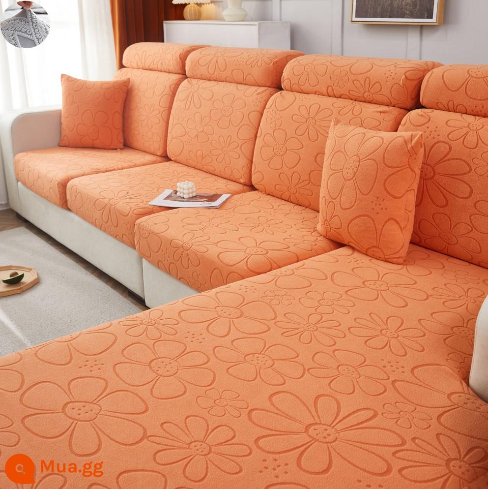 Nón Tắm Phong Cách Co Giãn Ghế Sofa Co Giãn Ghế Sofa Tất Cả Đa Năng 2022 Xanh Tựa Lưng Gối Tựa Đầu Đệm Xốp - Hoàng Li dày đặc màu cam Dương Hoa