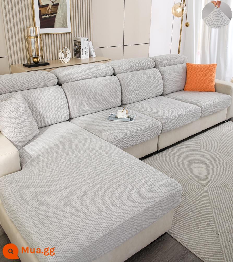 Đàn hồi đàn hồi mũ tắm bọc ghế sofa bao gồm tất cả phổ quát dựa vào vỏ bảo vệ bằng vải tựa đầu bàn đạp chân đệm xốp đơn giản - Mũ cỏ chéo dày màu xám