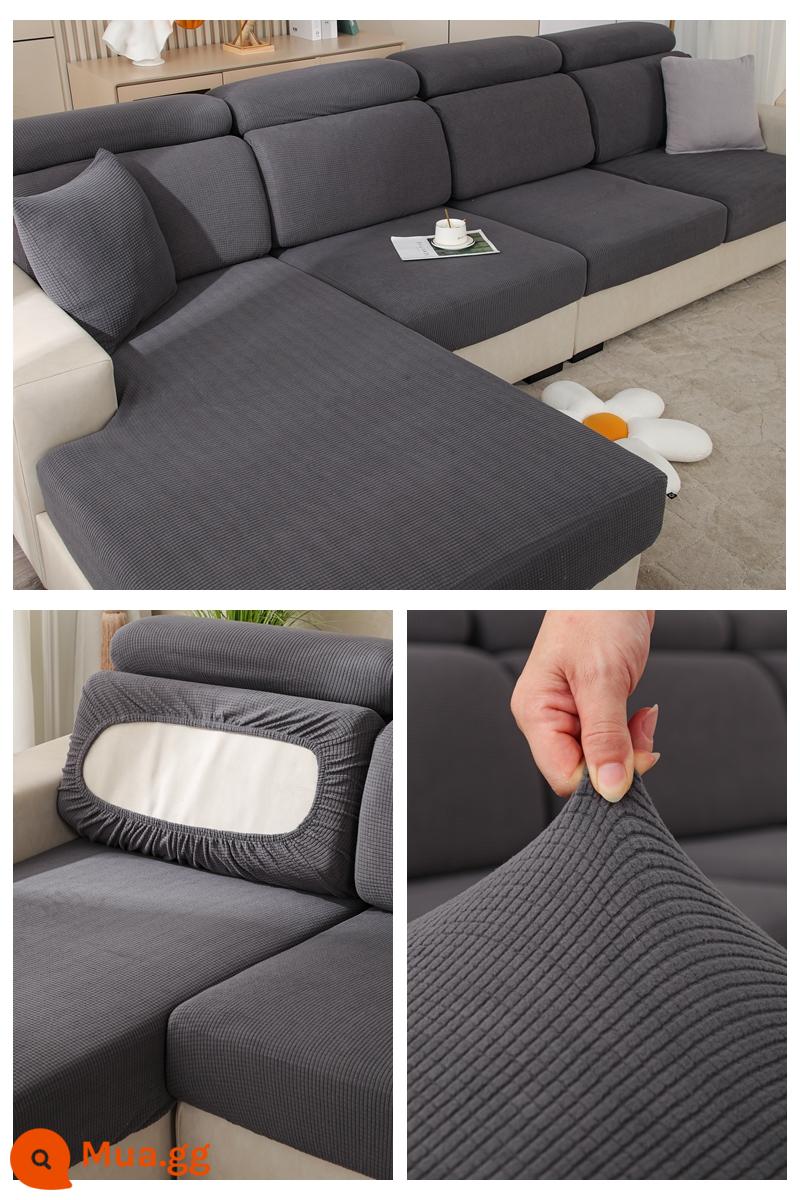 Đàn hồi đàn hồi mũ tắm bọc ghế sofa bao gồm tất cả phổ quát dựa vào vỏ bảo vệ bằng vải tựa đầu bàn đạp chân đệm xốp đơn giản - Mũ ngô dày màu xám đậm