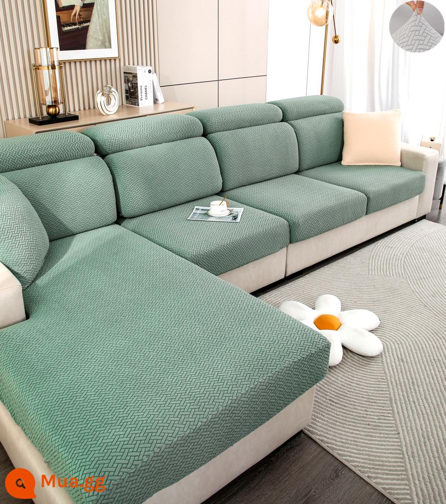 Đàn hồi đàn hồi mũ tắm bọc ghế sofa bao gồm tất cả phổ quát dựa vào vỏ bảo vệ bằng vải tựa đầu bàn đạp chân đệm xốp đơn giản - Mũ màu xanh ô liu dày màu xanh nhạt