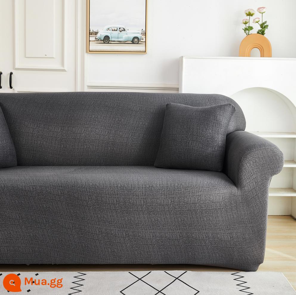 Co Giãn Đa Năng Ghế Sofa Bao Gồm Tất Cả Đa Năng Hiện Đại Tích Hợp 3 Người Khăn Bốn Mùa Bọc Vải Đệm Sofa Da - FB vải lanh đen