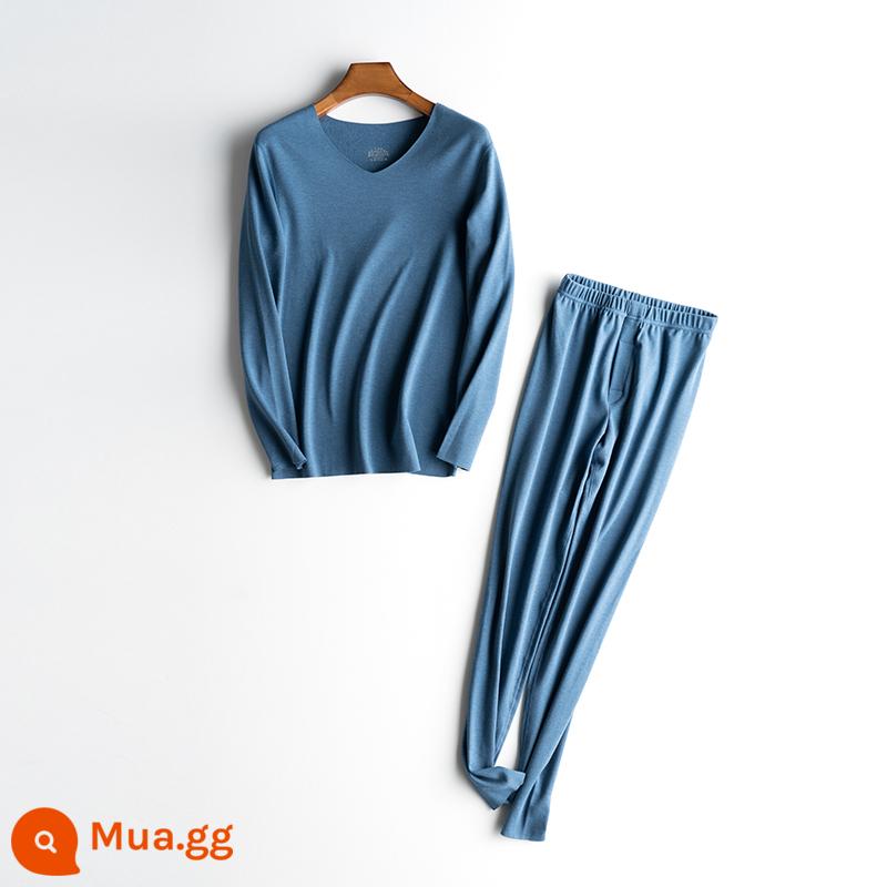 De Velvet Quần áo sưởi ấm không dấu vết Bộ đồ nam dày Plus Cashmere Sợi tự sưởi ấm Mùa đông trẻ trung Quần áo mùa thu Quần vệ sinh Quần hợp thời trang - Hồ