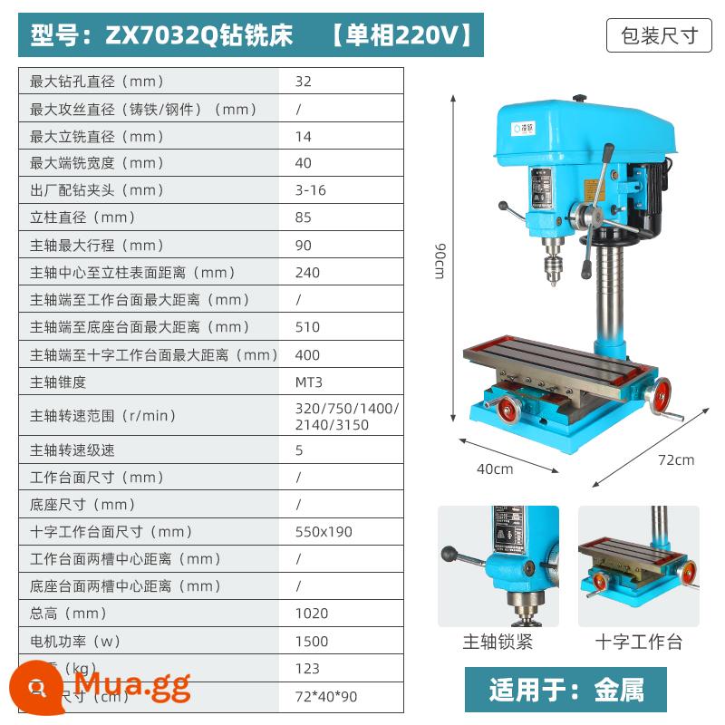 Máy khoan để bàn Lingou Máy khoan để bàn cấp công nghiệp Máy khoan để bàn 220V gia đình nhỏ Máy khai thác và phay đa chức năng Tất cả công suất cao - Máy Khoan Và Phay ZX7032Q [Một Pha 220V] Thương Hiệu Lingou 1500W Toàn Dây Đồng