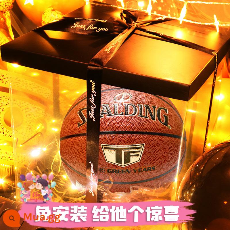 Quả bóng rổ số 7 đích thực chính thức của Spalding Món quà ngày lễ tình nhân Tanabata cho bạn trai món quà sinh nhật 520 - Spalding DIY lettering 77-312Y [Hộp quà trong suốt, không cần lắp đặt và vận chuyển]