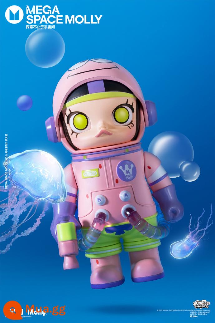 MEGA Treasure Series 100% SPACE MOLLY Anniversary Blind Box Xe mô hình POPMART Bubble Mart - Ngôi Sao Molly Patrick 100%