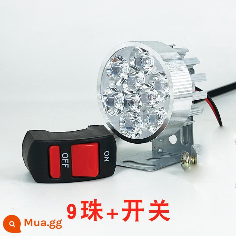 [Đa Năng 12V-85V] Đèn LED Xe Máy Chống Nước Phòng Khách Xe Điện Đèn Sửa Đổi Siêu Sáng Không Dây Đèn Trợ Sáng - Không gian đèn pha siêu sáng bạc 9 hạt + công tắc [27W]