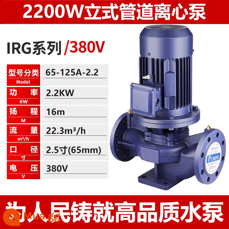 Người dân dọc đường ống bơm máy bơm ly tâm 380V hộ gia đình công nghiệp 220V Thượng Hải bơm tăng áp làm nóng bơm tuần hoàn nước nóng - ❤Động cơ hoàn toàn bằng đồng 65-125A/2.2KW [2,5 inch 16 mét] Mặt bích tiêu chuẩn quốc gia❤